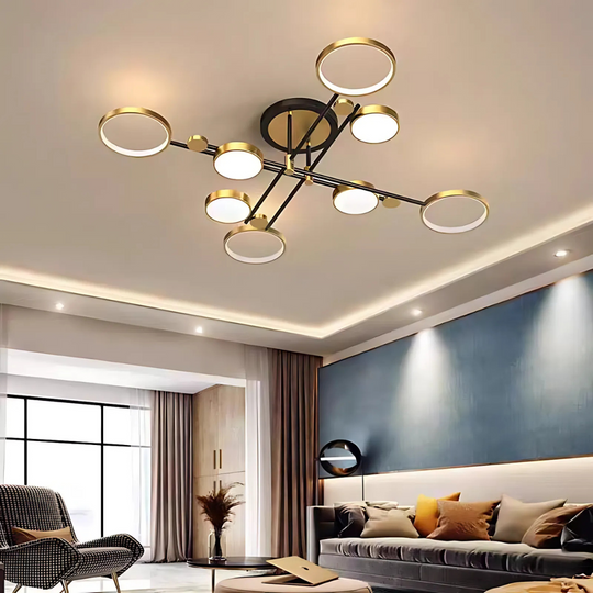 Lustre LED avec télécommande MARIA, 8 éléments, 44 W, lumière chaude/froide/neutre, variable, lustres LED dorés avec télécommande Titre par défaut Alessandro Design