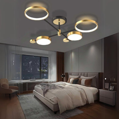 Lustre LED avec télécommande MARIA, 4 éléments, 22W, lumière chaude/froide/neutre, variable, doré