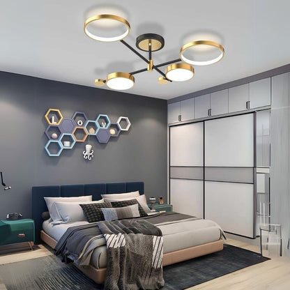 Lustre LED avec télécommande MARIA, 4 éléments, 22W, lumière chaude/froide/neutre, variable, doré