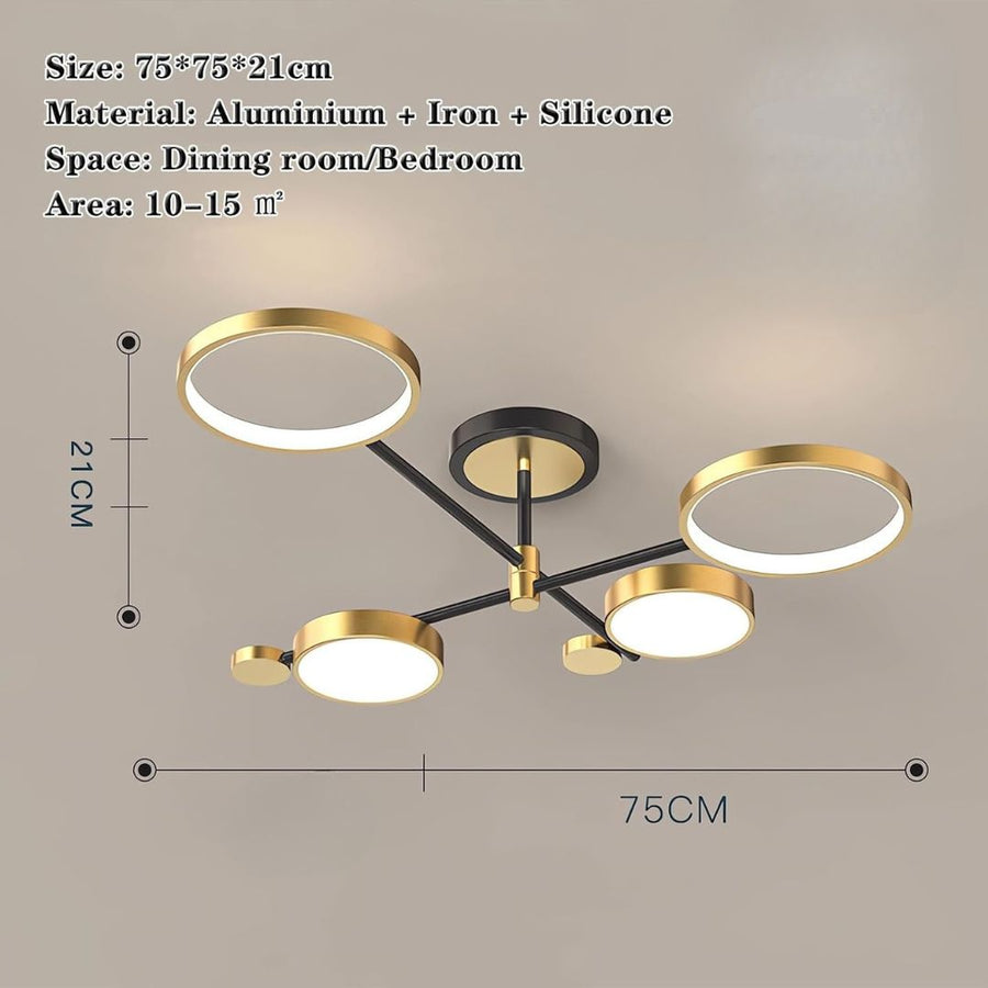 Lustre LED avec télécommande MARIA, 4 éléments, 22W, lumière chaude/froide/neutre, variable, doré