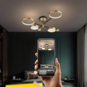 Lustre LED avec télécommande MARIA, 4 éléments, 22W, lumière chaude/froide/neutre, variable, doré