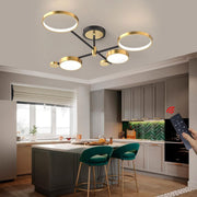 Lustre LED avec télécommande MARIA, 4 éléments, 22W, lumière chaude/froide/neutre, variable, doré