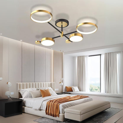 Lustre LED avec télécommande MARIA, 4 éléments, 22W, lumière chaude/froide/neutre, variable, doré