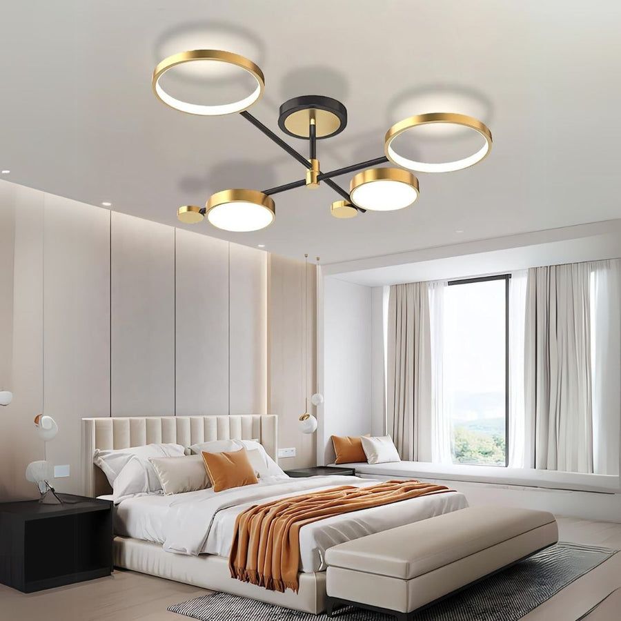 Lustre LED avec télécommande MARIA, 4 éléments, 22W, lumière chaude/froide/neutre, variable, doré