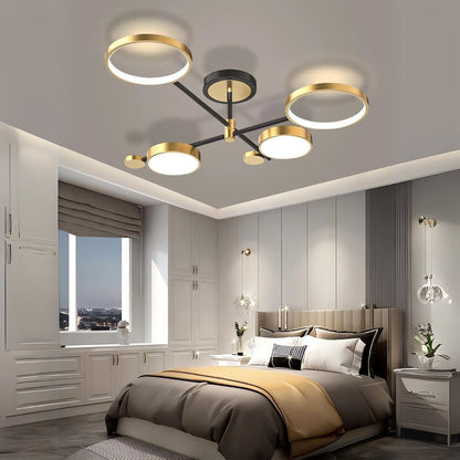 Lustre LED avec télécommande MARIA, 4 éléments, 22W, lumière chaude/froide/neutre, variable, doré