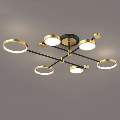 Lustre LED avec télécommande MARIA, 6 éléments, 31W, lumière chaude/froide/neutre 3000K/4000K/6000K, variable, doré et noir, métal