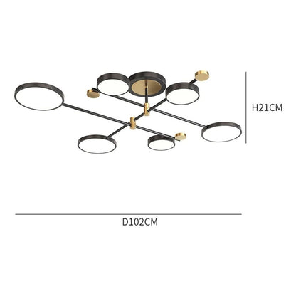 Lustre LED avec télécommande MARIA, 31W, 6 éléments, lumière chaude/froide/neutre, variable, noir