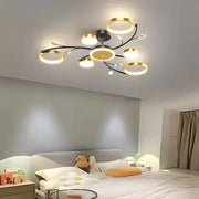 KARINA Lustre LED avec télécommande, 31 W, 6 éléments, lumière chaude/froide/neutre, variable, doré