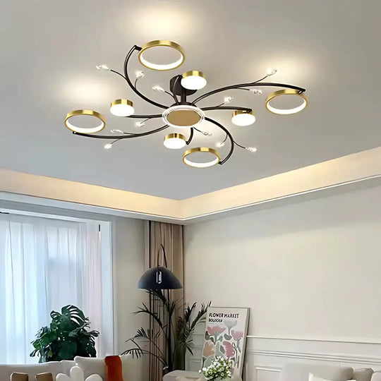 Lustre LED avec télécommande KARINA, 65 W, 8 éléments, lumière chaude/froide/neutre, variable, lustres LED dorés avec télécommande Titre par défaut Alessandro Design