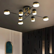 Lustre LED avec télécommande MARIO, 32W, 8 éléments, lumière froide/chaude/neutre, variable, noir/or