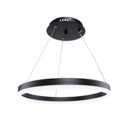 Lustre LED suspendu avec télécommande ANINA 34W, 1 Cercle, Lumière Froide/Chaude/Neutre, Dimmable, Noir, Hauteur Réglable