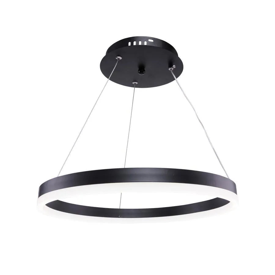 Lustre LED suspendu avec télécommande ANINA 34W, 1 Cercle, Lumière Froide/Chaude/Neutre, Dimmable, Noir, Hauteur Réglable