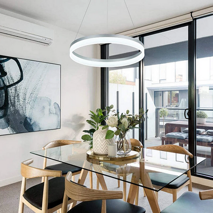 Lustre LED avec télécommande ANINA 33W, Lumière Froide/Chaude/Neutre, Dimmable, Blanc, Hauteur Réglable