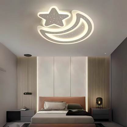Lustre LED Nova avec télécommande, 91 W, variable, forme lune et étoile, blanc