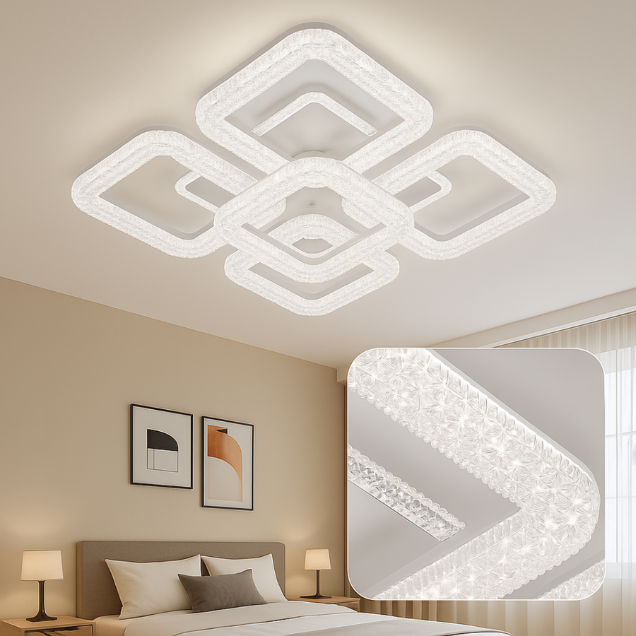 Lustre LED Astrid avec télécommande, 134 W, variable, blanc