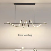 Lustre LED suspendu avec télécommande RIBBON 66W, Linéaire, Lumière Froide/Chaude/Neutre, Dimmable, Noir, Hauteur Réglable