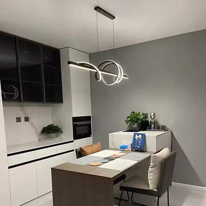 Lustre LED suspendu avec télécommande RIBBON 66W, Linéaire, Lumière Froide/Chaude/Neutre, Dimmable, Noir, Hauteur Réglable