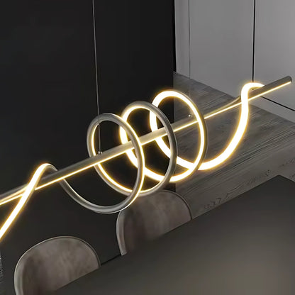 Lustre LED suspendu avec télécommande RIBBON 66W, Linéaire, Lumière Froide/Chaude/Neutre, Dimmable, Noir, Hauteur Réglable