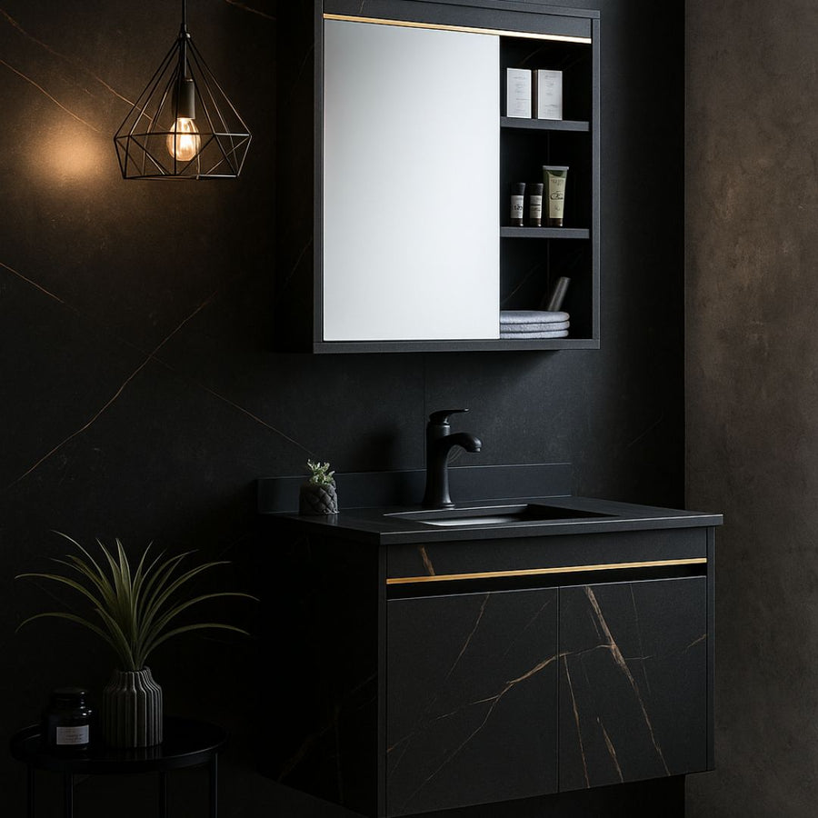 Ensemble de meubles de salle de bain 60x50cm 2 pièces noir