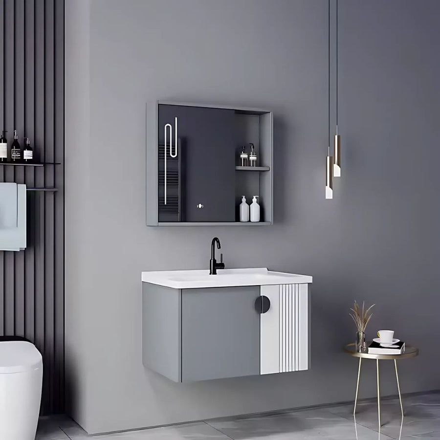 MYKONOS Ensemble de Meubles de Salle de Bain, 80x40 cm, 2 pièces, Gris et Blanc