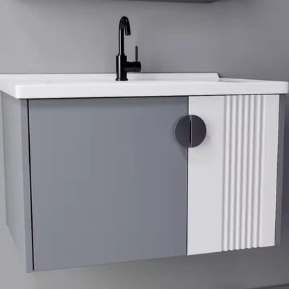 MYKONOS Ensemble de Meubles de Salle de Bain, 80x40 cm, 2 pièces, Gris et Blanc