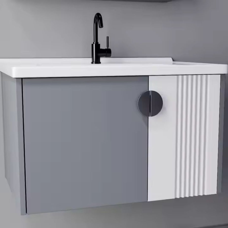 MYKONOS Ensemble de Meubles de Salle de Bain, 80x40 cm, 2 pièces, Gris et Blanc