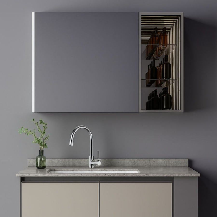 ZAKYNTHOS Ensemble de Meubles de Salle de Bain, 80 cm, 2 pièces, Gris et Crème