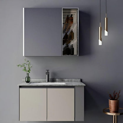 ZAKYNTHOS Ensemble de Meubles de Salle de Bain, 80 cm, 2 pièces, Gris et Crème