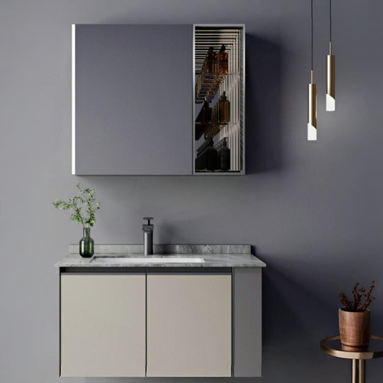ZAKYNTHOS Ensemble de Meubles de Salle de Bain, 80 cm, 2 pièces, Meubles de Salle de Bain Gris et Crème Titre par défaut Alessandro Design