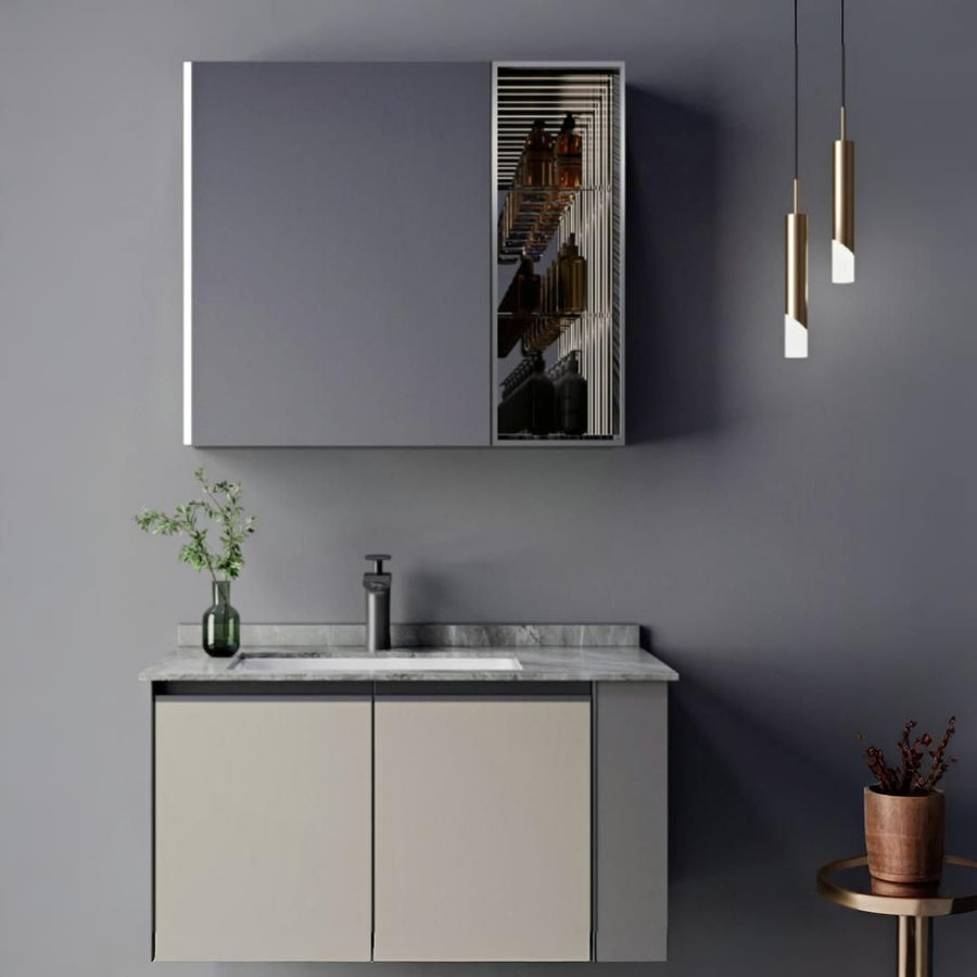 ZAKYNTHOS Ensemble de Meubles de Salle de Bain, 80 cm, 2 pièces, Gris et Crème