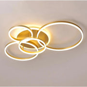 RINOVA Lustre LED avec Télécommande, 4 cercles, 112W, Lumière Chaude/Froide/Neutre, Intensité Variable, Or