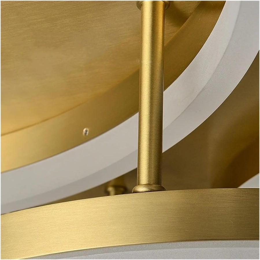 RINOVA Lustre LED avec Télécommande, 4 cercles, 112W, Lumière Chaude/Froide/Neutre, Intensité Variable, Or