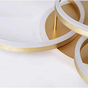 RINOVA Lustre LED avec Télécommande, 4 cercles, 112W, Lumière Chaude/Froide/Neutre, Intensité Variable, Or