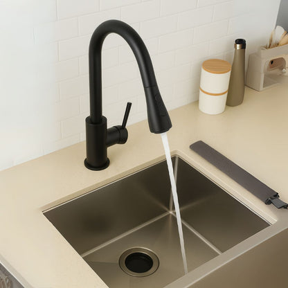 Robinet de cuisine avec douche extractible, robinet tactile pour marche/arrêt, acier inoxydable SUS304, noir, CF/TOUCH/2