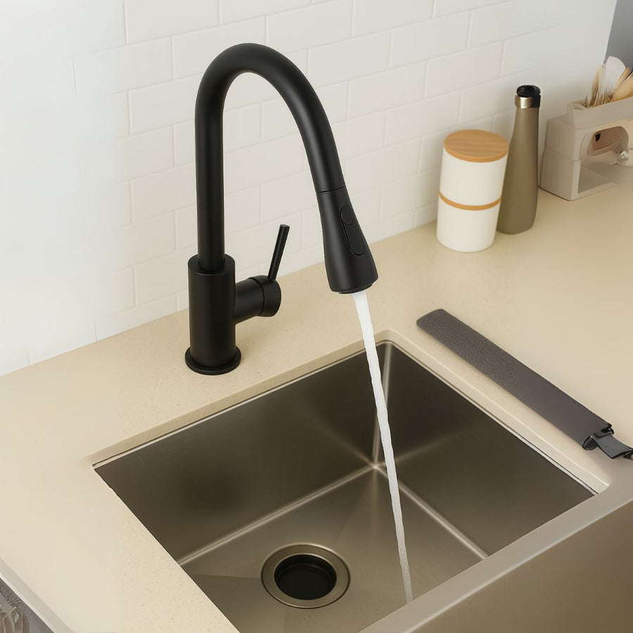 Robinet de cuisine avec douche extractible, robinet tactile pour marche/arrêt, acier inoxydable SUS304, noir, CF/TOUCH/2