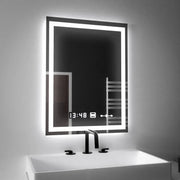 Miroir LED rectangulaire, 45x60 cm, Verite MotionGlow Marcello, système anti-buée, horloge et thermomètre, intensité variable