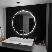 Miroir LED 70cm, capteur POLIGON MotionGlow Marcello, système anti-buée, Horloge & Thermomètre, Dimabila 084