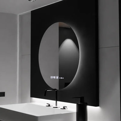 Miroir rond LED, 80 cm, Serenite MotionGlow Marcello, système anti-buée, horloge et thermomètre, intensité variable