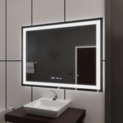 Miroir LED rectangulaire, 100x75cm, Verite MotionGlow Marcello, système anti-buée, horloge et thermomètre, intensité variable