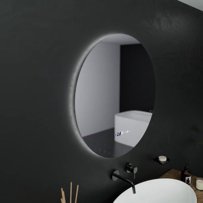Miroir rond LED, 60 cm, Serenite MotionGlow Marcello, système anti-buée, horloge et thermomètre, intensité variable
