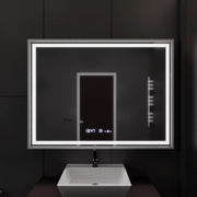 Miroir LED rectangulaire, 120x80 cm, Verite Imperial Silver Motion Glow Marcello, système anti-buée, horloge et thermomètre, intensité variable