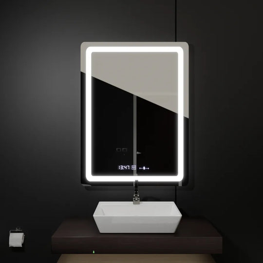 Miroir LED rectangulaire, 60x80cm, capteur Wizz MotionGlow Marcello, système anti-buée, horloge et thermomètre, miroirs Dimabila Marcello Default Title Alessandro Design