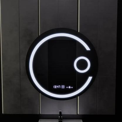 Miroir rond LED, 60 cm, Visio MotionGlow Marcello, système anti-buée, horloge et thermomètre, loupe cosmétique, intensité variable