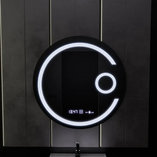 Miroir rond LED, 60 cm, Visio MotionGlow Marcello, système de désembuage, horloge et thermomètre, loupe cosmétique, miroirs à intensité variable Marcello Titre par défaut Alessandro Design