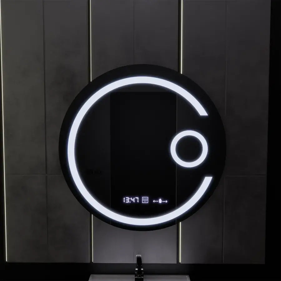 Miroir rond LED, 60 cm, Visio MotionGlow Marcello, système anti-buée, horloge et thermomètre, loupe cosmétique, intensité variable