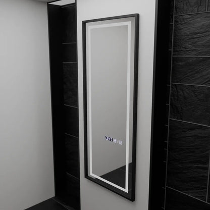 Miroir LED rectangulaire, 60x150cm, Capteur Radar Bianca Marcello, Système Antibuée, Horloge & Thermomètre, Dimabila, Dressing Couture