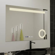 Miroir LED rectangulaire, 120x80cm, ABSOLU MotionGlow Marcello, système anti-buée, horloge et thermomètre, loupe cosmétique, variable