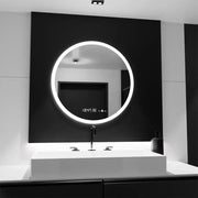 GIULIA Miroir LED rond, 70 cm, capteur MotionGlow, système anti-buée, horloge et thermomètre, variable, Marcello Funghi