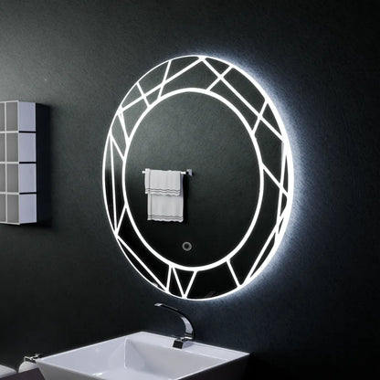 Miroir tactile LED ASTRIX, 60 cm, 6000 K, intensité variable, système anti-buée