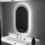 Miroir LED ovale, 60x80cm, Eminence MotionGlow Marcello, système anti-buée, horloge et thermomètre, intensité variable